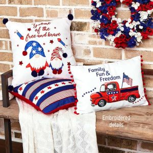 Americana Embroidered Accent Pillows  |  Throws & Accent Pillows Home Decor Throws & Accent Pillows