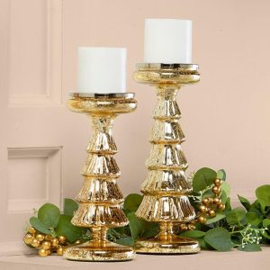 Christmas Pine Glass Candleholders  |  Candles & Candleholders Candles & Candleholders Candles & Candleholders