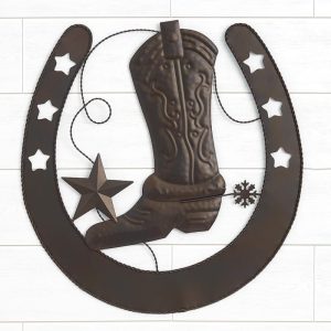 Cowboy Boot And Horseshoe Wall Art  |  Garden Accents Garden & Outdoors Garden Accents