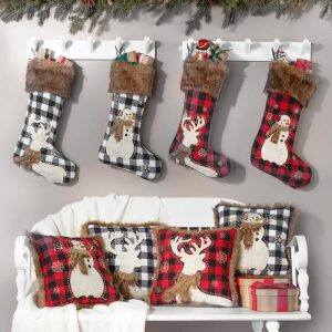 Faux Fur-Trimmed Plaid Pillows Or Stockings  |  Throws & Accent Pillows Home Decor Throws & Accent Pillows