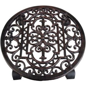 Filigree Round Antique Rust Plant Trolley  |  Gardening Solutions Garden & Outdoors Gardening Solutions