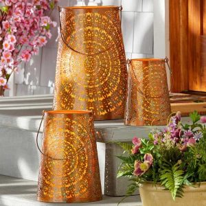 Gold Pierced Hurricane Lanterns  |  Lighting & Lamps Home Decor Lighting & Lamps