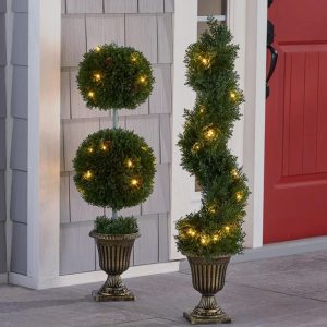 Lighted Pine Topiaries  |  Solar & Outdoor Lighting Garden & Outdoors Solar & Outdoor Lighting