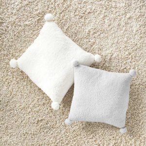 Pom-Pom Sherpa Throw Pillows  |  Throws & Accent Pillows Home Decor Throws & Accent Pillows