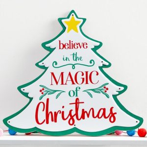 Retro Santa Tree Sign  |  Wall Art & Frames Home Decor Wall Art & Frames