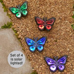 Set Of 4 Led Butterfly Lights  |  Garden Accents Garden & Outdoors Garden Accents