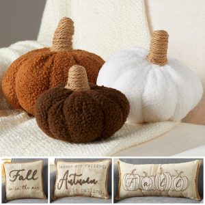 Sherpa Pumpkin-Shaped Or Embroidered Harvest Accent Pillows  |  Decorative Accents Decorative Accents Decorative Accents