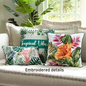 Tropical Embroidered Accent Pillow  |  Throws & Accent Pillows Home Decor Throws & Accent Pillows