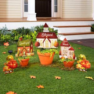 5-Pc. Lighted Village Stakes  |  Outdoor Decor Garden & Outdoors Outdoor Decor