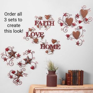 3-Pc. Hearts And Stars Metal Wall Decor  |  Wall Art & Frames Home Decor Wall Art & Frames